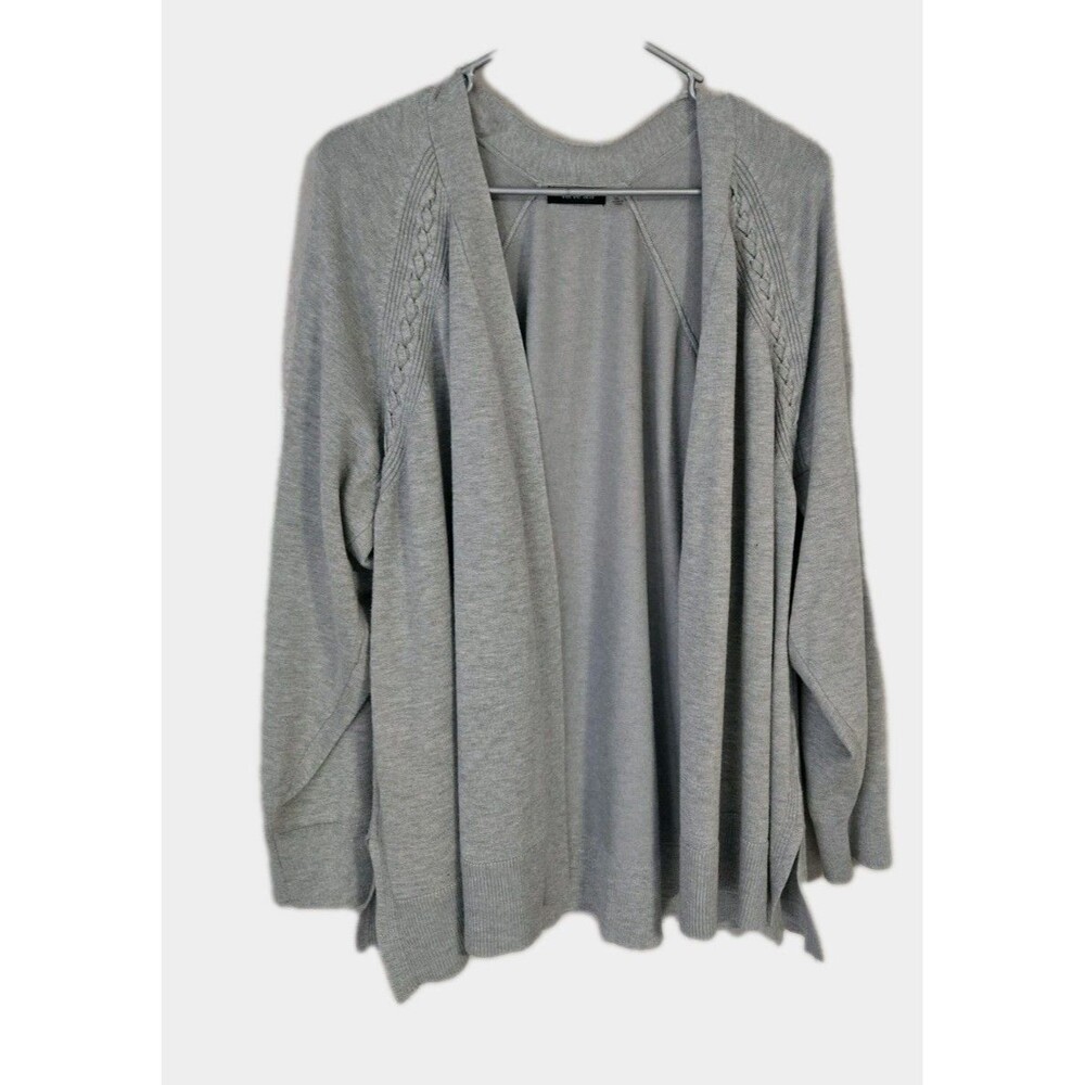Verve Ami Sweater Womens 3X Beige Open Front Cardigan Rayon Blend Ribbed Hem